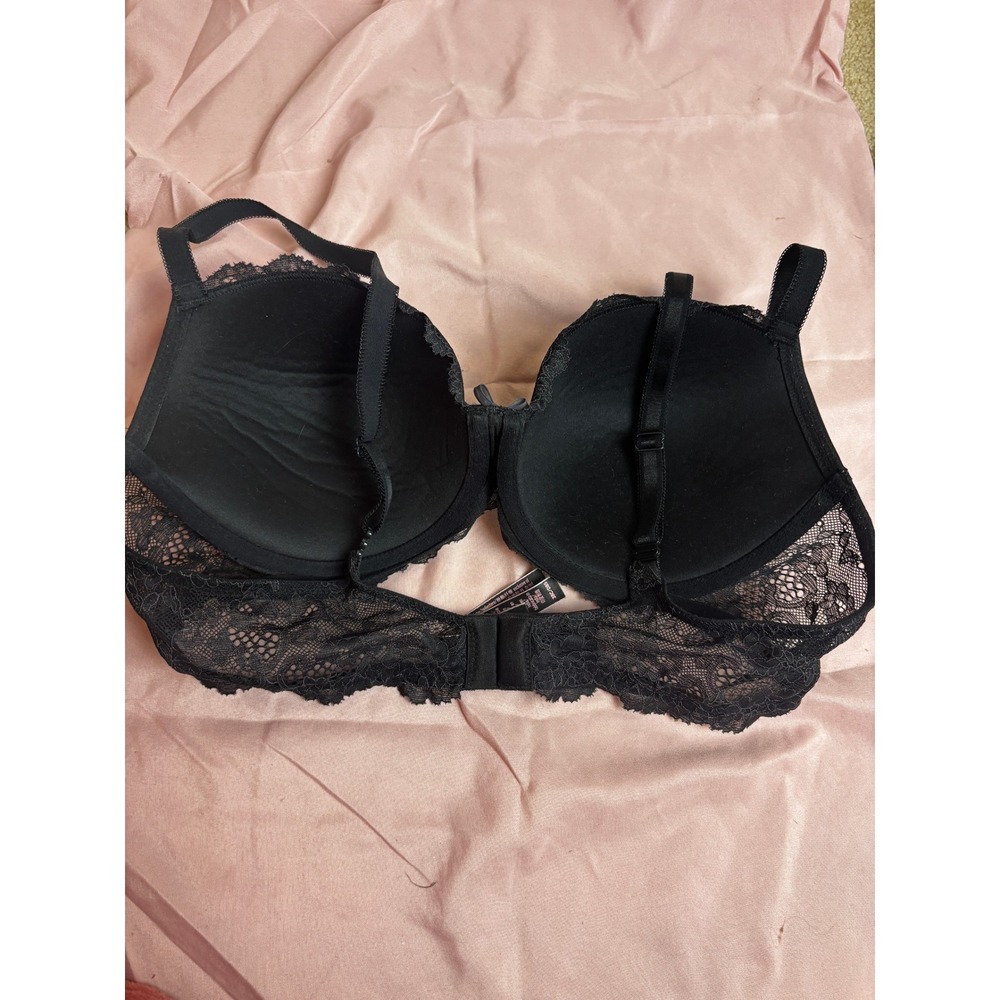 Victoria's Secret Dream Angels Lined Demi Double Black Lace Trim Bra 38C D85 - Picture 3 of 5